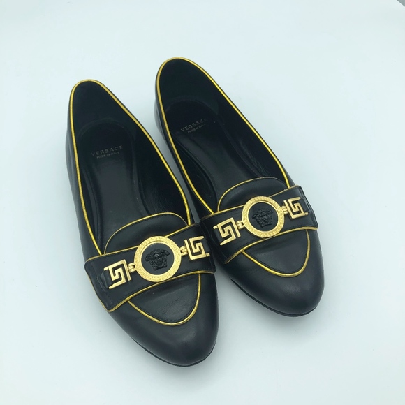 gold versace loafers